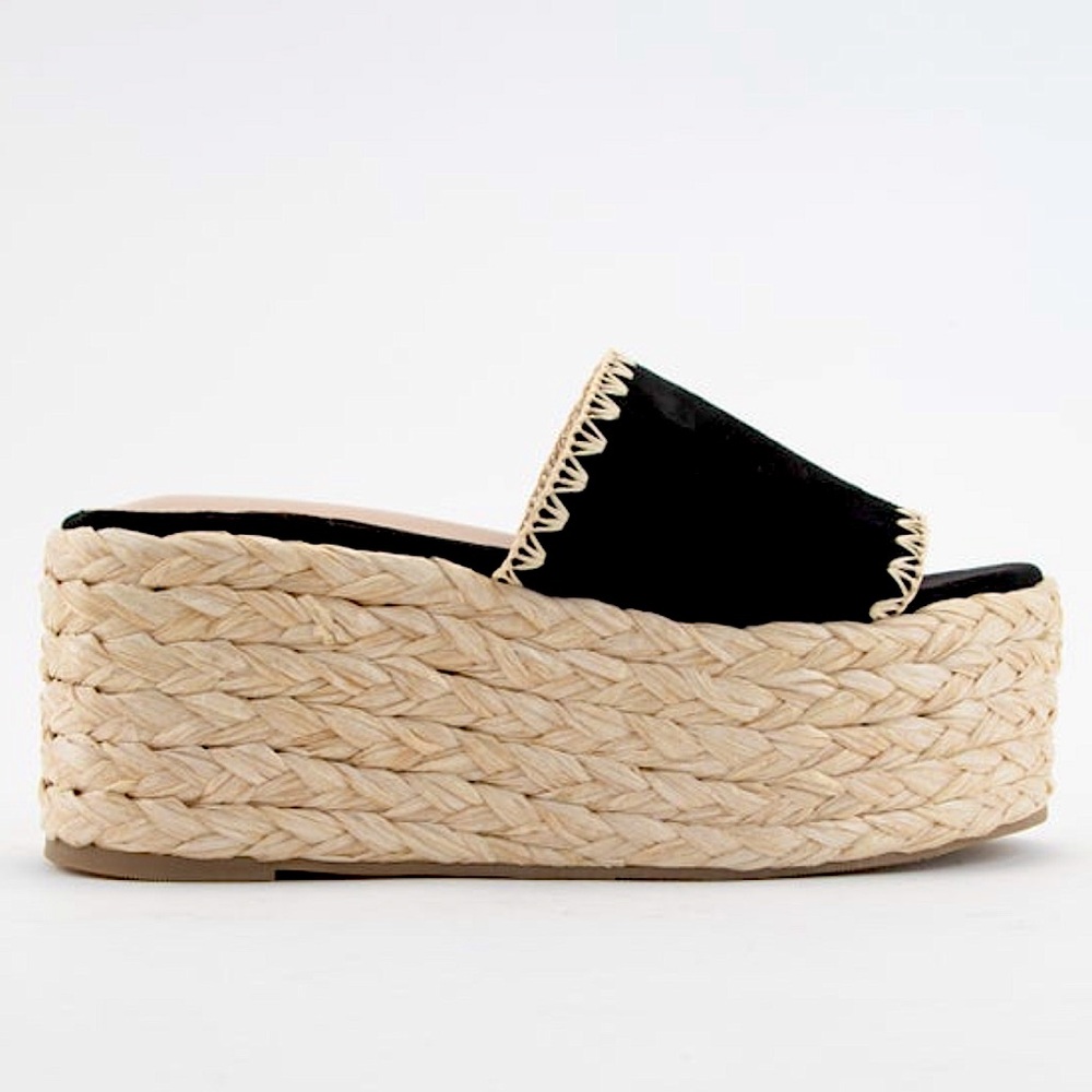 🆕🖤MATA: BLACK Espadrille Platform Sandals SIZE 9